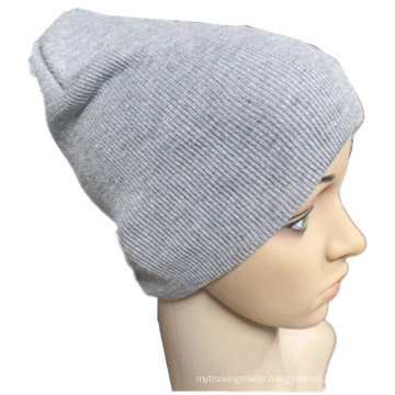 Promotional Custom Plain Solid Grey Acrylic Outdoor Sports Winter Warm Hat Snow Ski Daily Ribbed Beanie